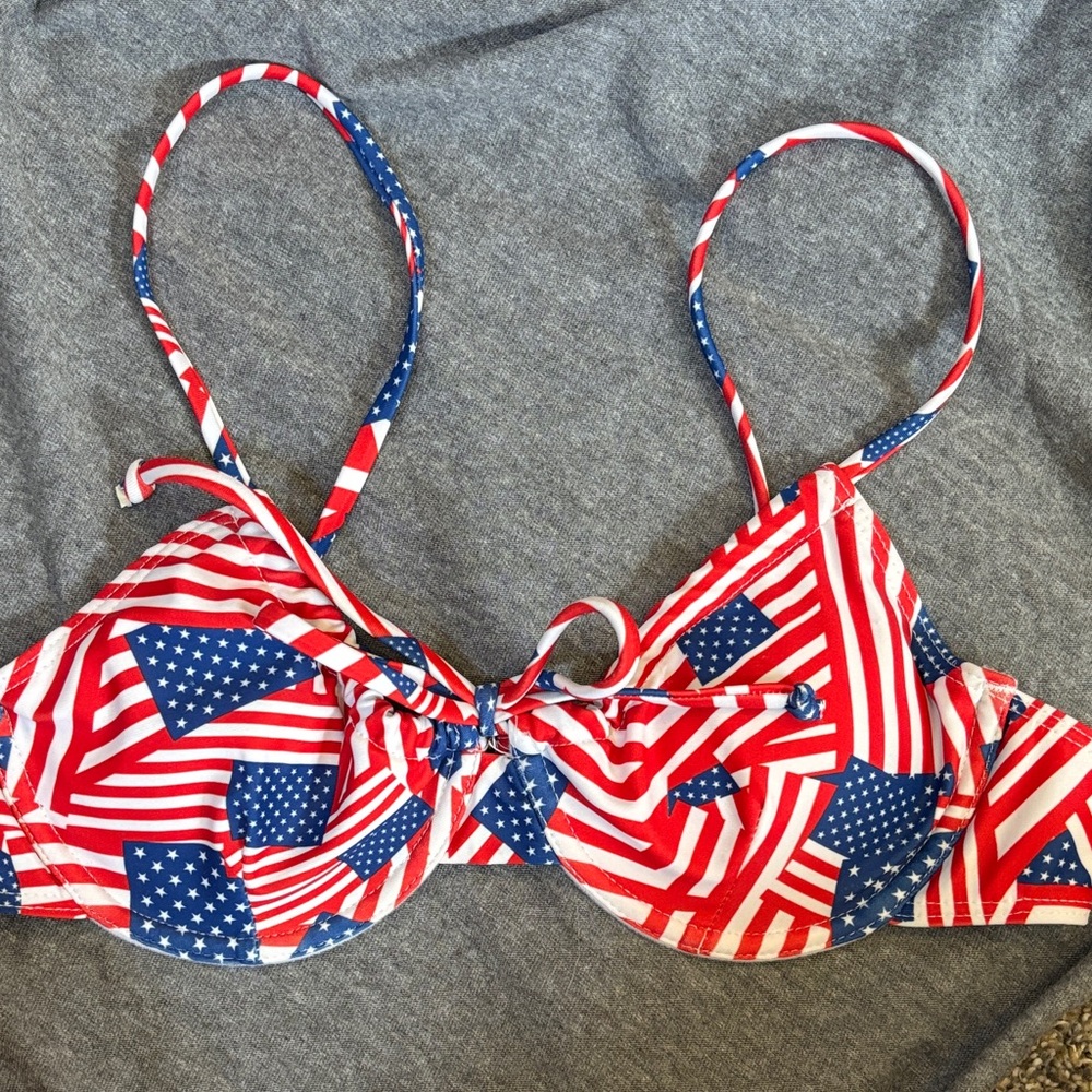 Patriotic Red and Blue Bikini Top